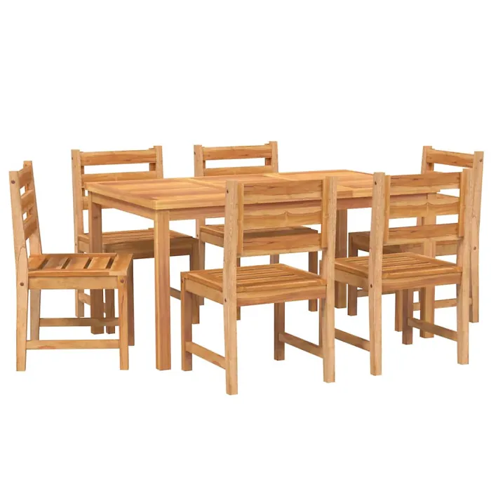 7 Piece Garden Outdoor Dining Set Suitable for Backyard, Patio Solid Wood Teak