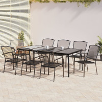 9 Piece Garden Outdoor Dining Set Suitable for Backyard, Patio Anthracite Steel
