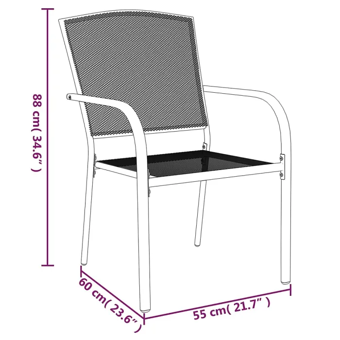 9 Piece Garden Outdoor Dining Set Suitable for Backyard, Patio Anthracite Steel