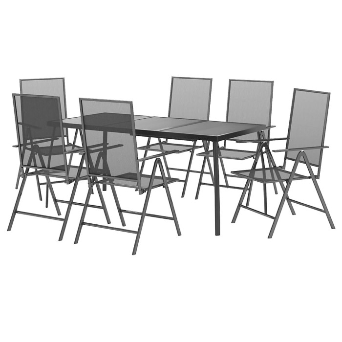 7 Piece Garden Outdoor Dining Set Suitable for Backyard, Patio Anthracite Steel