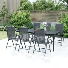 7 Piece Garden Outdoor Dining Set Suitable for Backyard, Patio Anthracite Steel