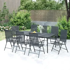 9 Piece Garden Outdoor Dining Set Suitable for Backyard, Patio Anthracite Steel