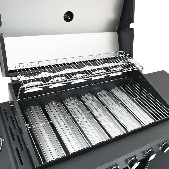 Gas BBQ Grill with 7 Burners Black Powder-coated Steel