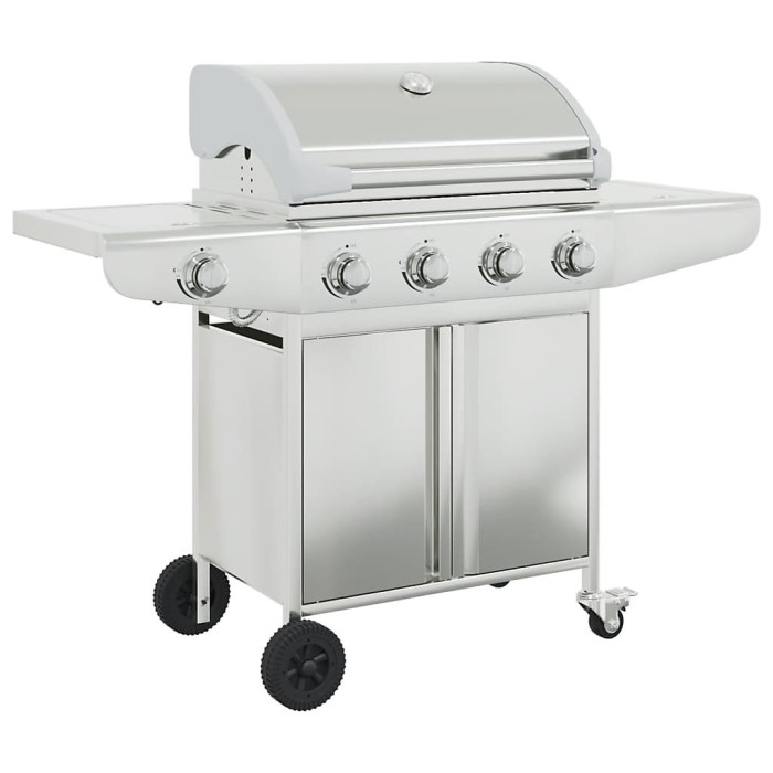 Gas BBQ Grill with 5 Burners Silver Stainless Steel