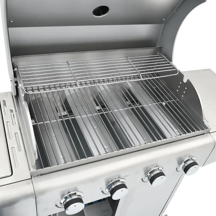 Gas BBQ Grill with 5 Burners Silver Stainless Steel