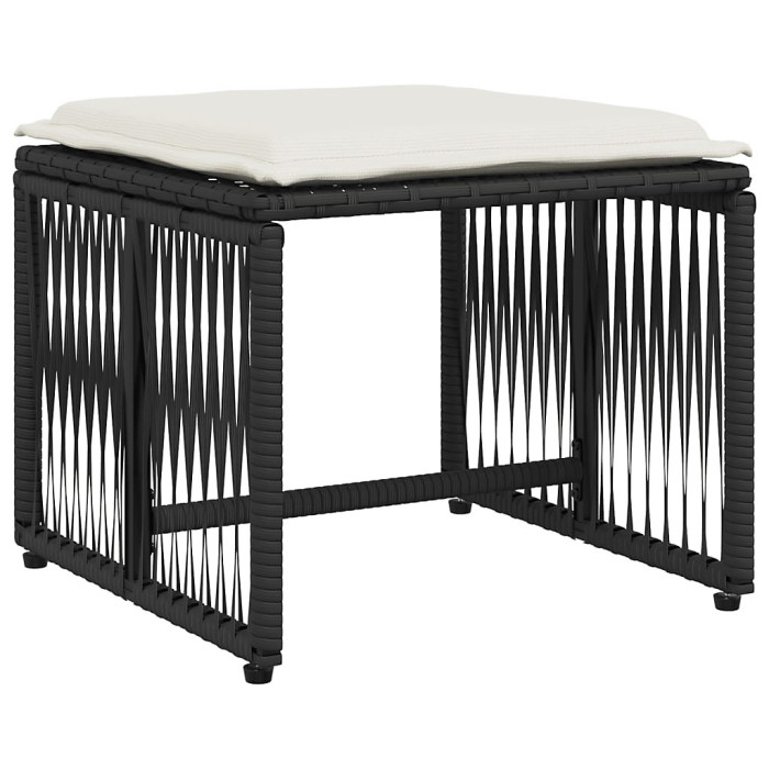 7 Piece Garden Outdoor Dining Set Suitable for Backyard, Patio with Cushions Black Poly Rattan