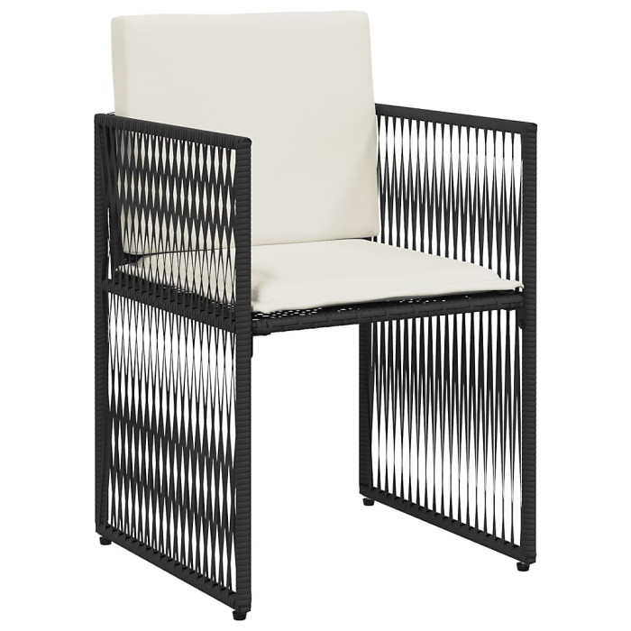 7 Piece Garden Outdoor Dining Set Suitable for Backyard, Patio with Cushions Black Poly Rattan