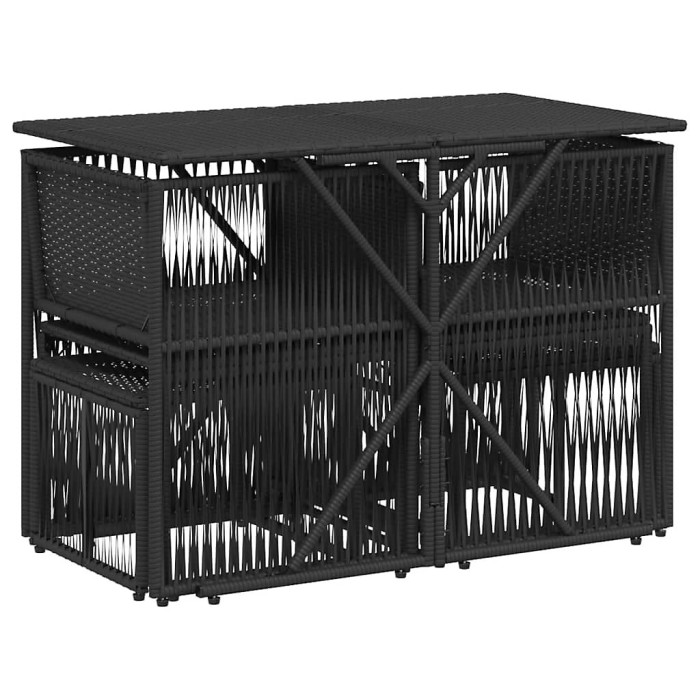 7 Piece Garden Outdoor Dining Set Suitable for Backyard, Patio with Cushions Black Poly Rattan