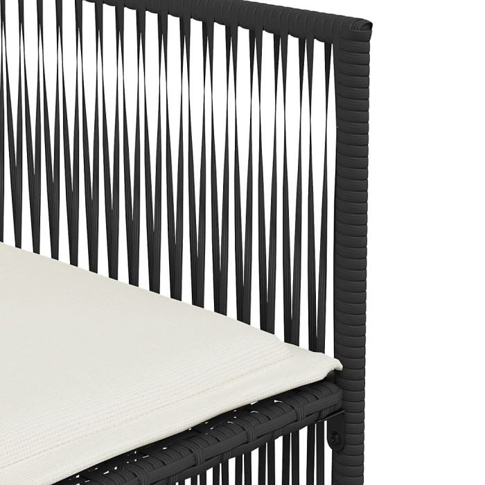 7 Piece Garden Outdoor Dining Set Suitable for Backyard, Patio with Cushions Black Poly Rattan