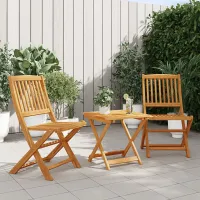 3 Piece Folding Garden Outdoor Dining Set Suitable for Backyard, Patio Solid Wood Acacia - Cushion Not Included