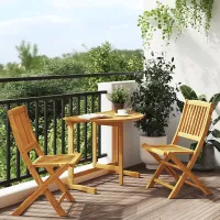 3 Piece Folding Garden Outdoor Dining Set Suitable for Backyard, Patio Solid Wood Acacia - Cushion Not Included