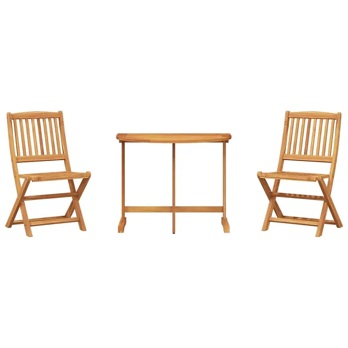 3 Piece Folding Garden Outdoor Dining Set Suitable for Backyard, Patio Solid Wood Acacia - Cushion Not Included