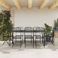 9 Piece Garden Outdoor Dining Set Suitable for Backyard, Patio Anthracite Metal Mesh