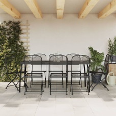 9 Piece Garden Outdoor Dining Set Suitable for Backyard, Patio Anthracite Metal Mesh
