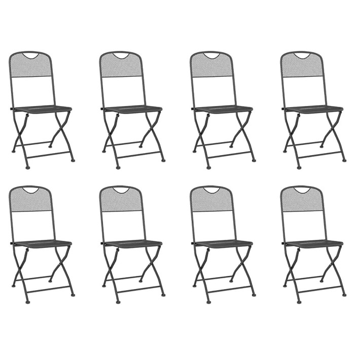 9 Piece Garden Outdoor Dining Set Suitable for Backyard, Patio Anthracite Metal Mesh