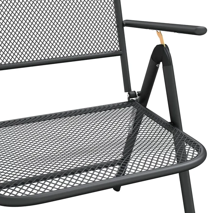 7 Piece Garden Outdoor Dining Set Suitable for Backyard, Patio Anthracite Metal Mesh