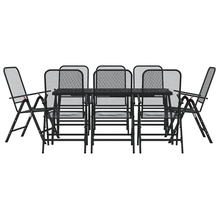 9 Piece Garden Outdoor Dining Set Suitable for Backyard, Patio Anthracite Metal Mesh