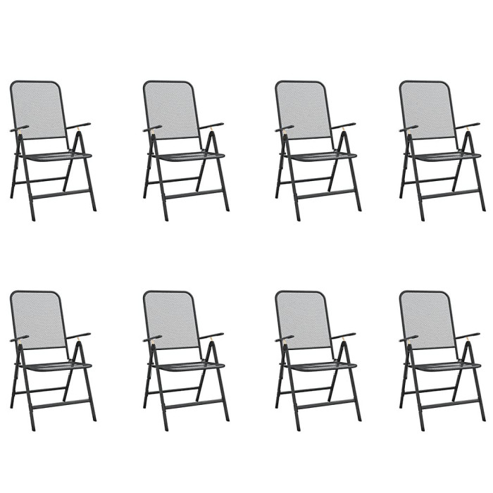 9 Piece Garden Outdoor Dining Set Suitable for Backyard, Patio Anthracite Metal Mesh