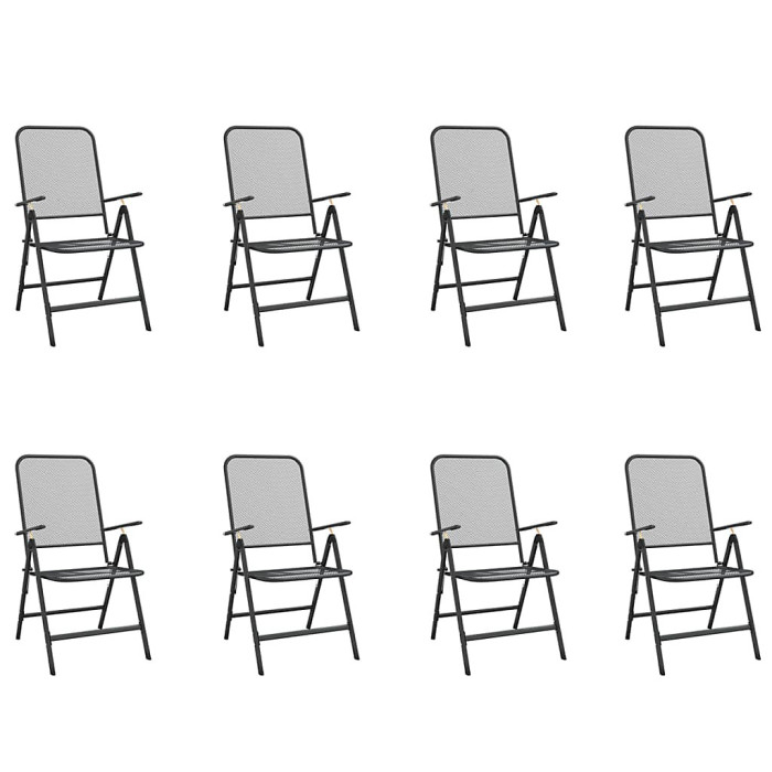 9 Piece Garden Outdoor Dining Set Suitable for Backyard, Patio Anthracite Metal Mesh