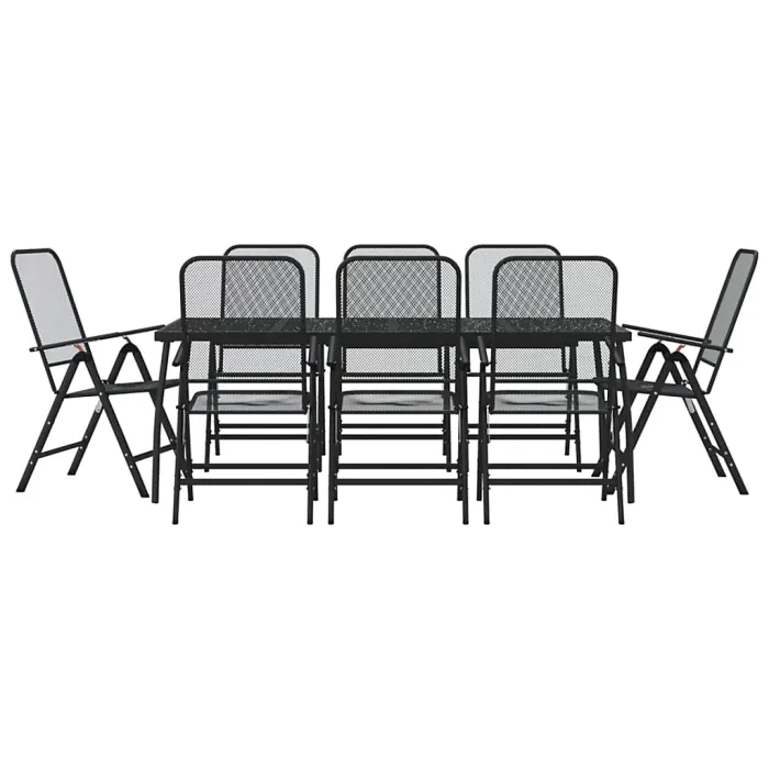 9 Piece Garden Outdoor Dining Set Suitable for Backyard, Patio Anthracite Metal Mesh