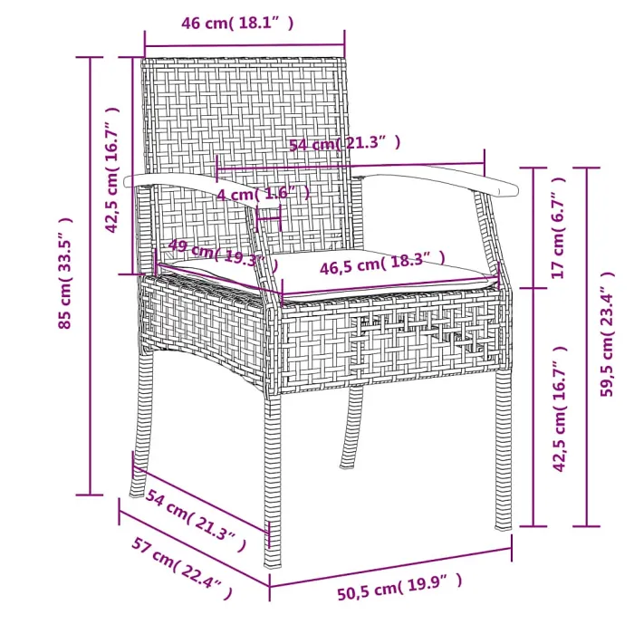 5 Piece Garden Outdoor Dining Set Suitable for Backyard, Patio with Cushions Grey Poly Rattan