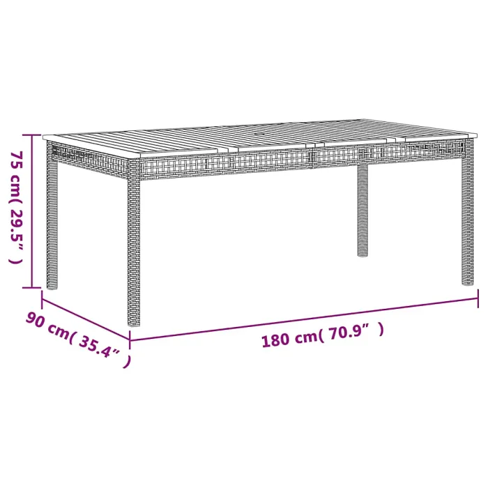 9 Piece Garden Outdoor Dining Set Suitable for Backyard, Patio with Cushions Beige Poly Rattan