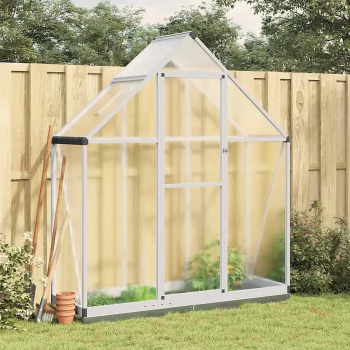 Silver Greenhouse with Base Frame 169x58x202 cm Aluminium