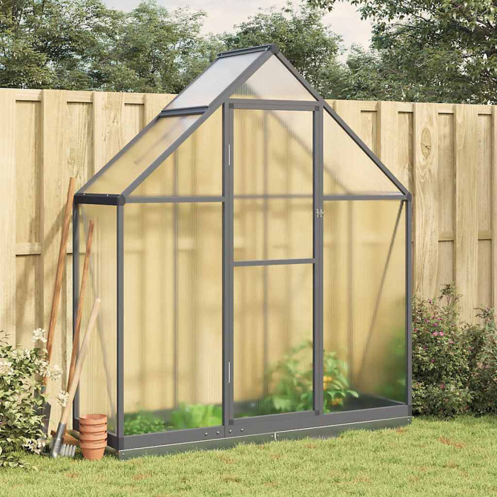 Anthracite Greenhouse with Base Frame 169x58x202 cm Aluminium