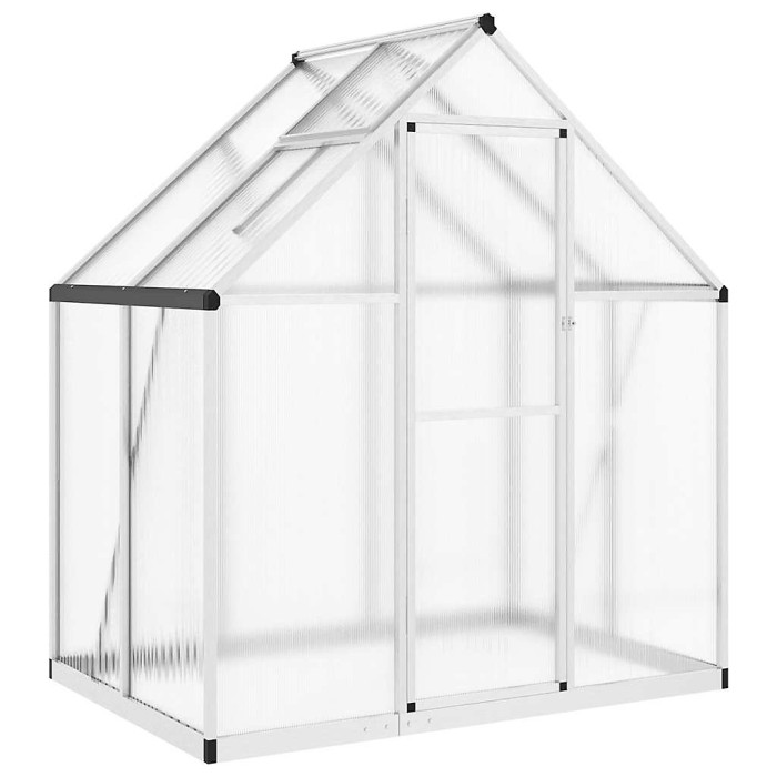Silver Greenhouse with Base Frame 169x114x195 cm Aluminium
