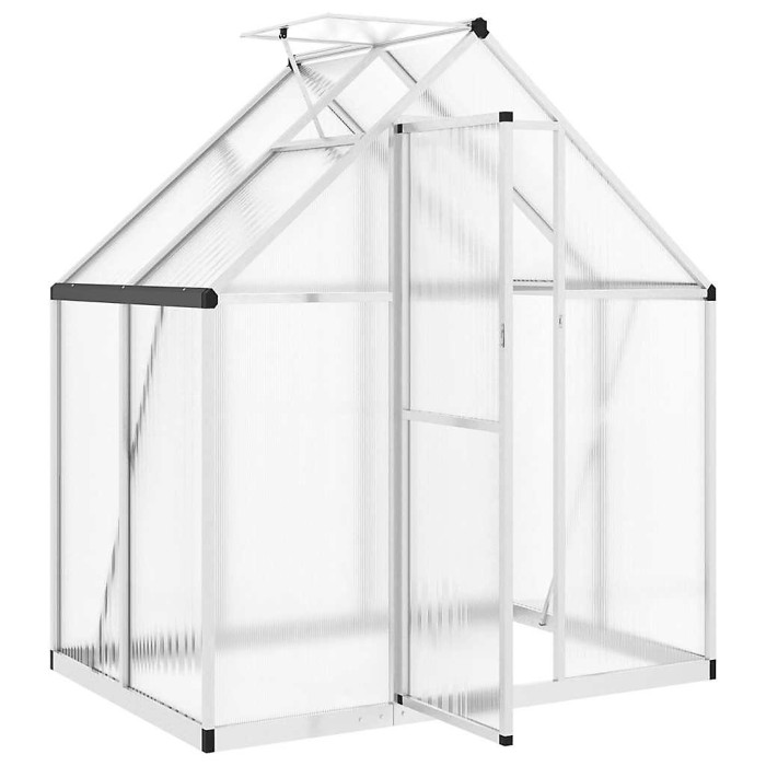 Silver Greenhouse with Base Frame 169x114x195 cm Aluminium