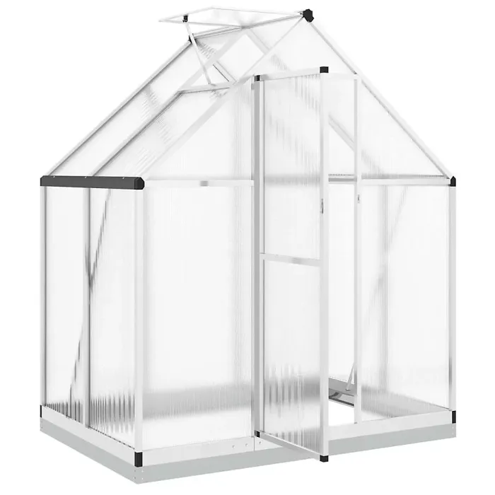 Silver Greenhouse with Base Frame 169x114x202 cm Aluminium