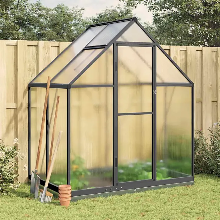 Anthracite Greenhouse with Base Frame 169x114x202 cm Aluminium