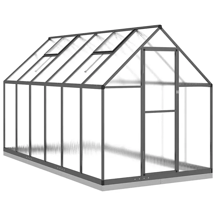 Anthracite Greenhouse with Base Frame 334x169x202 cm Aluminium