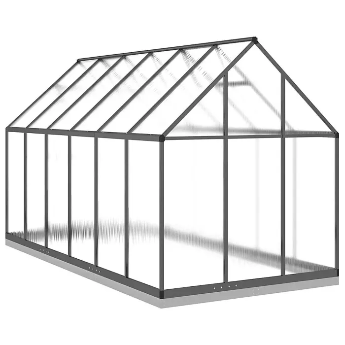 Anthracite Greenhouse with Base Frame 334x169x202 cm Aluminium