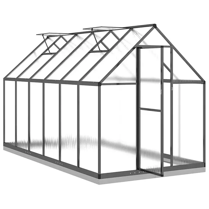 Anthracite Greenhouse with Base Frame 334x169x202 cm Aluminium