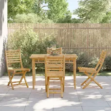 5 Piece Garden Outdoor Dining Set Suitable for Backyard, Patio Bamboo - Cushion Not Included