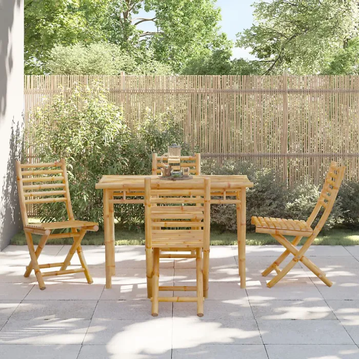5 Piece Garden Outdoor Dining Set Suitable for Backyard, Patio Bamboo - Cushion Not Included