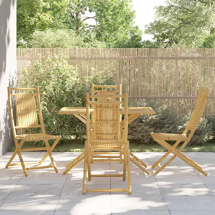 5 Piece Garden Outdoor Dining Set Suitable for Backyard, Patio Bamboo - Cushion Not Included