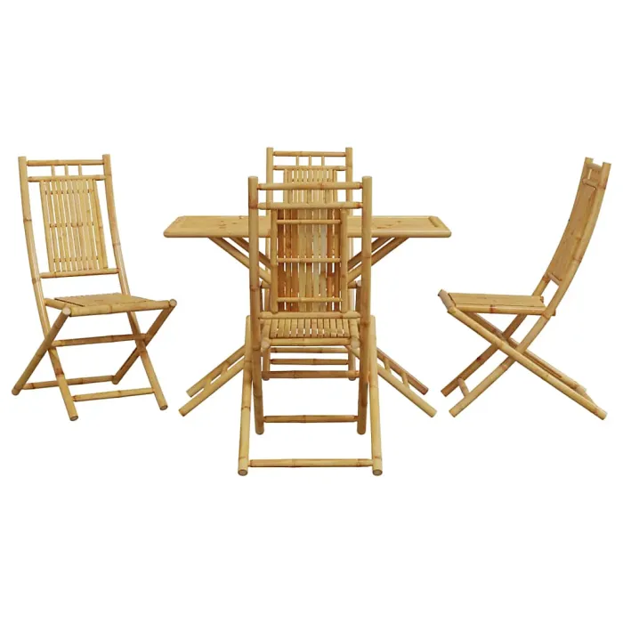5 Piece Garden Outdoor Dining Set Suitable for Backyard, Patio Bamboo - Cushion Not Included