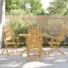 5 Piece Garden Outdoor Dining Set Suitable for Backyard, Patio Bamboo - Cushion Not Included