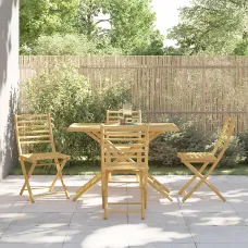 5 Piece Garden Outdoor Dining Set Suitable for Backyard, Patio Bamboo - Cushion Not Included
