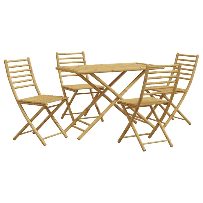 5 Piece Garden Outdoor Dining Set Suitable for Backyard, Patio Bamboo - Cushion Not Included