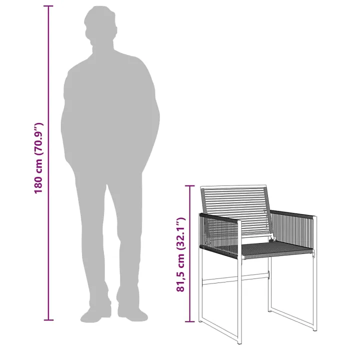 13 Piece Garden Outdoor Dining Set Suitable for Backyard, Patio Black Poly Rattan