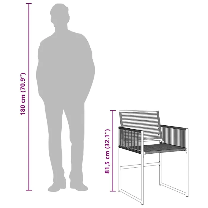 15 Piece Garden Outdoor Dining Set Suitable for Backyard, Patio Black Poly Rattan