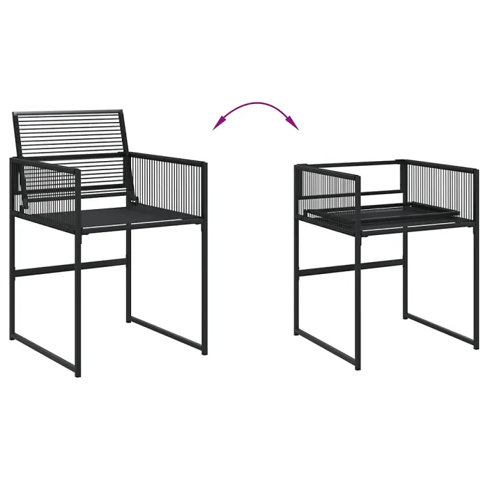5 Piece Garden Outdoor Dining Set Suitable for Backyard, Patio Black Poly Rattan