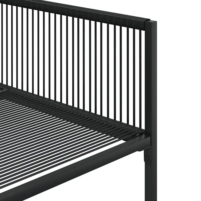 7 Piece Garden Outdoor Dining Set Suitable for Backyard, Patio Black Poly Rattan