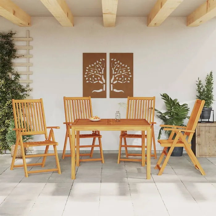 5 Piece Garden Outdoor Dining Set Suitable for Backyard, Patio Solid Wood Acacia