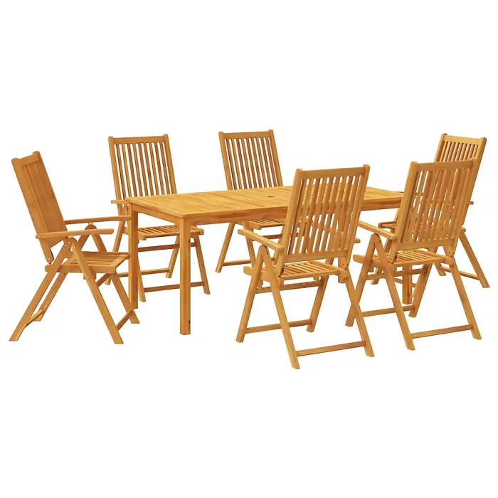 7 Piece Garden Outdoor Dining Set Suitable for Backyard, Patio Solid Wood Acacia