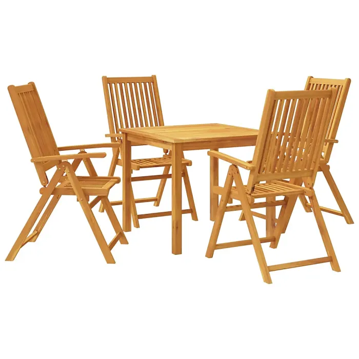 5 Piece Garden Outdoor Dining Set Suitable for Backyard, Patio Solid Wood Acacia
