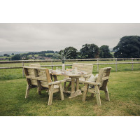 Ergo Table Set - Sits 6, Garden Dining Furniture Incl. Table, 2 Bench & 2 Chair - L250 x W290 x H105 cm - Min. Assembly Required